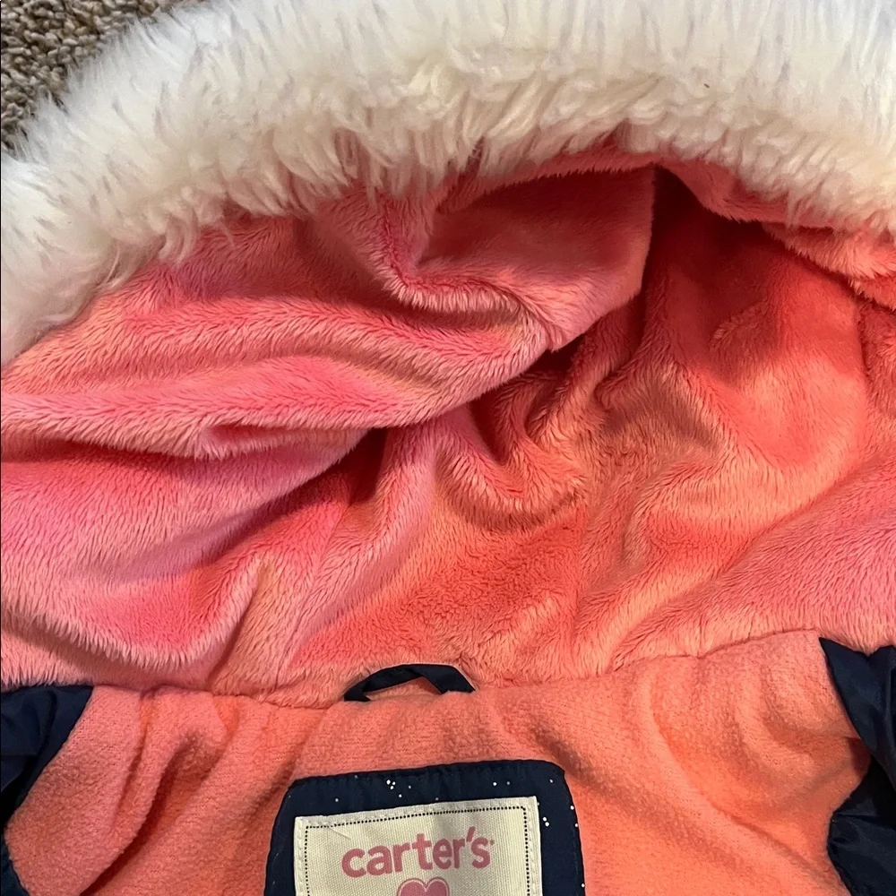 Carter's Pink Fleece Jacket with Navy Trim